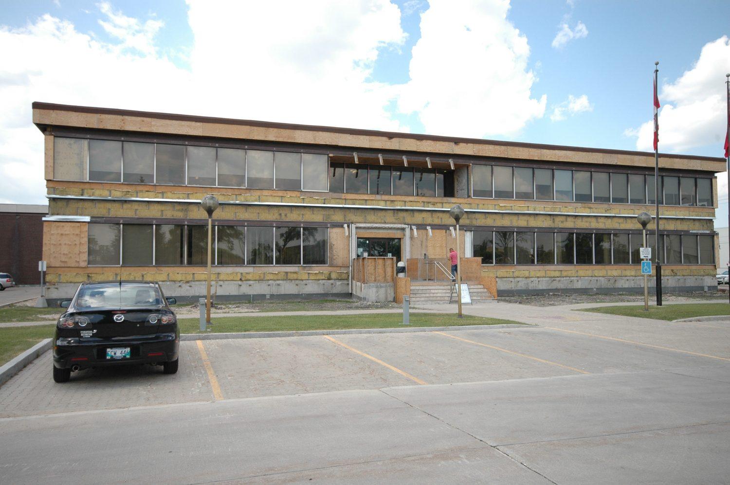 Stripped down old building before renovation.