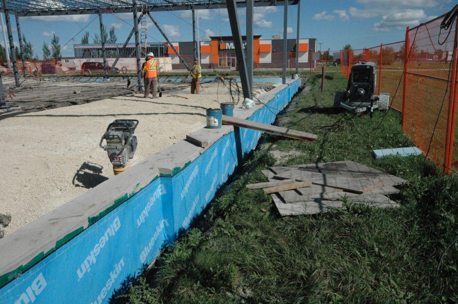 Exterior foundational construction and framing for Mark's Work Warehouse